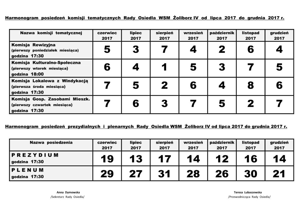 Harm. posiedzen komisji temat. RO Z4