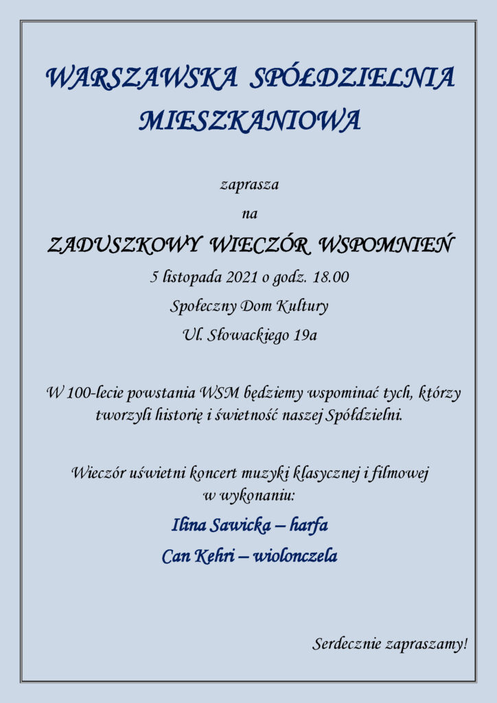 ZADUSZKOWY WIECZÓR WSPOMNIEŃ